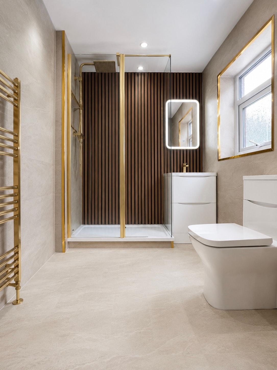 Modern bathroom with waterproof PVC wall panels